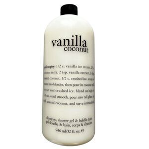 NEW Philosophy 32 oz Vanilla Coconut 3-in-1 Shampoo, Shower Gel & Bubble Bath